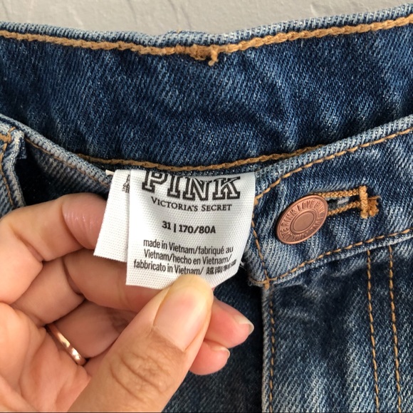 PINK VS High Rise Cut Jean Shorts Light Wash 31 - Picture 4 of 5